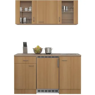 FlexWell Miniküche , Buchefarben , Kunststoff , 1 Schublade(n),1 Schublade(n) Schubladen , seitenverkehrt montierbar, nur wie online abgebildet bestellbar , 150 cm , Made in Germany , links aufbaubar, rechts aufbaubar , Küchen, Küchenzeilen & Küchenblöcke, Küchenzeilen