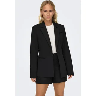 Kurzblazer ONLY "ONLPEACH L/S FIT BLAZER TLR NOOS", Damen, Gr. 34 (XS), grün (schwarz), Web, Obermaterial: 94% Polyester, 6% Elasthan, unifarben, slim fit, V-Ausschnitt, Blazer Kurzblazer