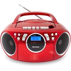 Bild RR 5042-R tragbares CD Radio/Boombox mit CD-Player und Kassettenspieler (UKW, Batterie-/Netzbetrieb, AUX-In) rot