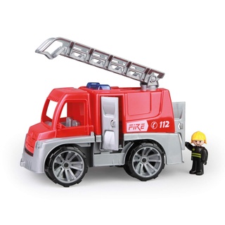 Lena 04457 - TRUXX Feuerwehr Einsatzfahrzeug mit Spielfigur als Feuerwehrmann, Feuerwehrauto mit Rettungsleiter, Feuerwehrtransporter mit Türen zum Öffnen, Spielfahrzeug für Kinder ab 24m+