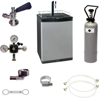Komplett Set - Fasskühlschrank, Zapfkühlschrank (Bierbar) - inkl. Schanksäule und Kompensatorhahn, Flach