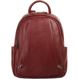 Cityrucksack SAMANTHA LOOK, Damen, Gr. B/H/T: 36cm x 25cm x 14cm, onesize, rot, Leder, Rindsleder, Strukturmuster, Rucksäcke Cityrucksack, echt Leder, Made in Italy