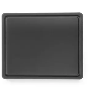HENDI Schneidbretter, HACCP, Beidseitig nutzbar, eine Seite glatt-eine Seite mit Saftrille, GN 1/2, 265x325x(H)12mm, HDPE 500 Kunststoff, Schwarz