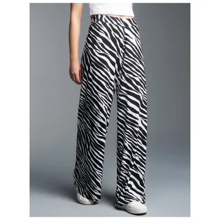 Jerseyhose TRIGEMA "TRIGEMA Hüfthose mit Allover-Zebramuster", Damen, Gr. XXL, US-Größen, weiß, Single Jersey, 94% Viskose, 6% Elasthan, Basic, Hosen Jerseyhose