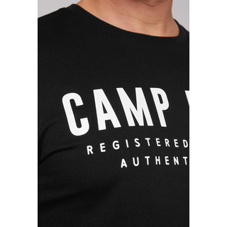 T-Shirt CAMP DAVID, Herren, Gr. M, schwarz, Single Jersey, Obermaterial: 100% Baumwolle, bedruckt, unifarben, normal hüftbedeckend, Rundhals, Shirts T-Shirt, mit Logo-Print auf der Vorderseite