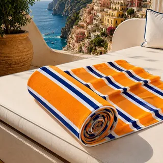 PETTI Artigiani Italiani - Strandtuch XXL Mikrofaser 90x180 cm Groß mit Feinen Bunten Streifen, Badetuch Schnelltrocknend und Sandfrei, für Strand, Pool und Reise, Made in Italy, Feinstreifen 05