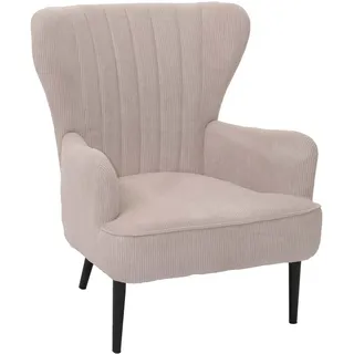 Mendler Lounge-Sessel HWC-K37 Cord 75 x 80 x 78 cm Beige mit Kissen