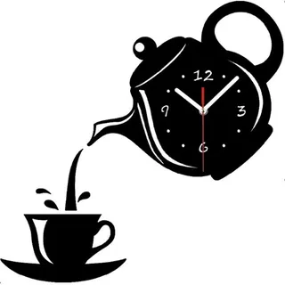 SSyang DIY Wanduhr Moderne Clock, Wanddeko Uhr Mit Spiegel 3D, Küche Uhr Mit Uhrwerk, Für Hause Restaurant Büro Hotel (Schwarz)