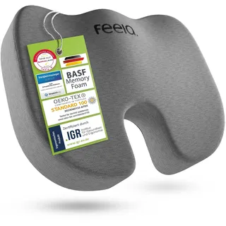 feela.® Orthopädisches Sitzkissen [3 Härtegrade] TESTSIEGER – Ergonomisches Sitzkissen für Bürostuhl & Auto – Schmerzlindernd, Steißbein entlastend, Sitzkomfort & Durchblutung fördernd (Medium)