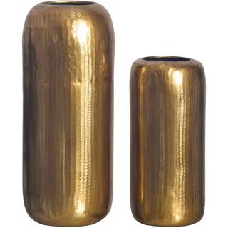 Livetastic Dekovase , Goldfarben , Metall , rund , 16x40.5x16 cm , stehend, zum Stellen, handgemacht, auch für frische Blumen geeignet , Dekoration, Vasen, Metallvasen