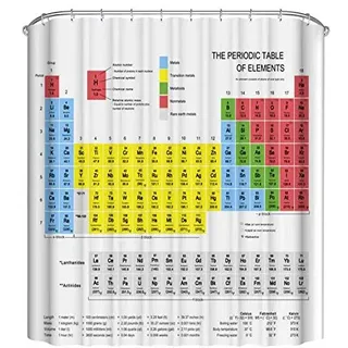 OFKPO Badezimmer Duschvorhang,Anti Schimmel Wasserdicht Periodensystem Badewannen Vorhang mit 12 Duschvorhangringe(180x180cm)