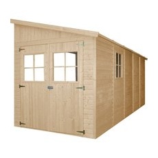 Timbela Anbau-Gartenhaus Holz M341 10 m2 ohne Seitenwand ohne Boden