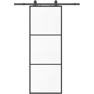 vidaXL Schiebetür mit Beschlag Schwarz 76x205 cm ESG-Glas - Schwarz