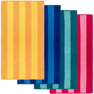 MOMOMUS Strandtuch Groß, Handtücher Set, 4 Stück, 86 x 155 cm, gestreift