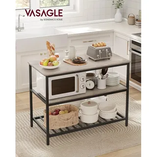 VASAGLE Küchenregal 120 x 60 x 90 cm integrierte Geräte Kücheninsel vintagebraun/Schwarz