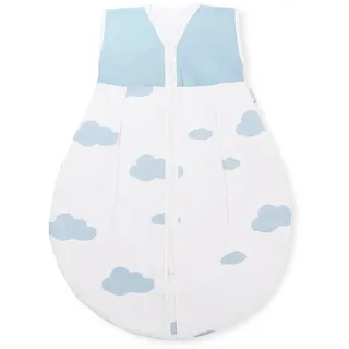 PINOLINO Kinderschlafsack 'Wölkchen', hellblau, Sommer, L 130 cm, mit Kinnschutz, von 24 – 48 Monaten, 100% Baumwolle, bei 60 °C waschbar