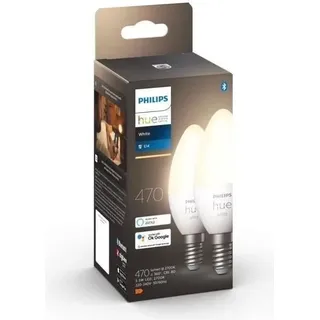 PHILIPS Hue White - E14 Smart LED-Lampen - Bluetooth-kompatibel - 2er-Pack