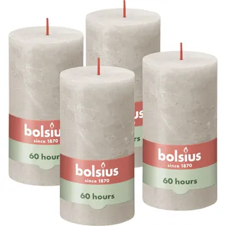 Bolsius Rustikale Stumpenkerze 13 cm grau 4 St.