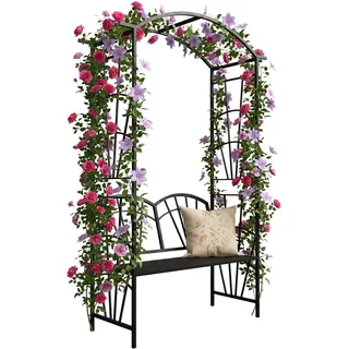 Relaxdays Rosenbogen 210 x 134 x 48 cm Schwarz