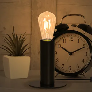 ZMH Nachttischlampe Vintage Tischlampe E27: Tischleuchte Schwarz MAX.40W mit Stecker inkl. Schalter Nachttischleuchte Industrial Retro Nachtlampe für Schlafzimmer Wohnzimmer - Ohne Leuchtmittel - Schwarz