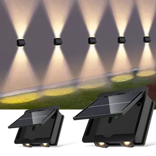 Talwei Solar Wandleuchte Aussen Up and Down Leuchten Solarleuchte für Außen Warmweiß Led Beleuchtung Wasserdichte Wandleuchte Wand kabellos Wasserdichte Zaun (2, 4 LEDs)