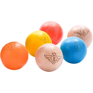 Engelhart - 010145-6 Professionelle Gravierte Cochonnets - 4 Farbige Boules und 2 Natürliche - 30 mm - 10 GR - Pétanque Pro Zubehör - Ziel für Pétanque
