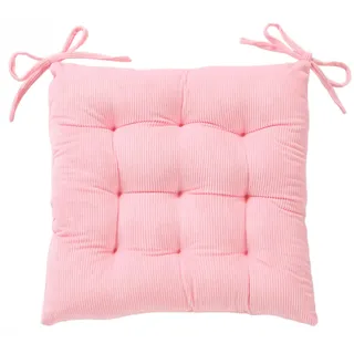 XQ HOUSE HLOVME Cord-Stuhlkissen mit Bändern, ultraweich, warm, Bodenkissen für Kinder, Leseecke, bequem, quadratisch, Sitzkissen für Erwachsene, 40 x 40 cm, Rosa