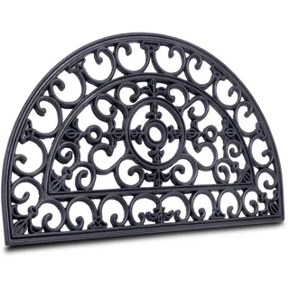 HANSE HOME Fußmatte »Mix Mats Gusseisen-Optik Gummi Fleur, Türmatte« halbrund 8 mm Höhe Strapazierfähig, pflegeleicht, robust, wetterfest, UV-beständig, schwarz