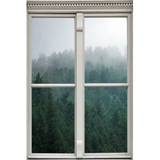 queence Wandsticker »Nebeliger Wald« Wandsticker, Wandbild, selbstklebend, 3D, Fenster, grün