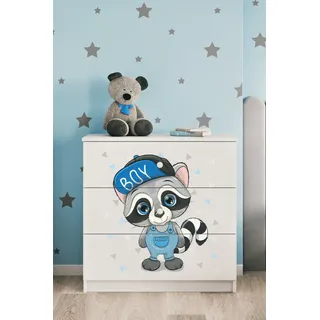 Kinderkommode mit Schubladen Waschbär in der Farbe Weiß Babydreams - Weiß