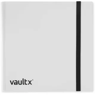Vault X 12-Taschen-Trading-Kartenordner mit Gurt, 480 Karten, Standardgröße, 20 seitlich ladbare Seiten, Sammelordner für Sammelkartenspiele, Sportkarten, TCG (Weiß)
