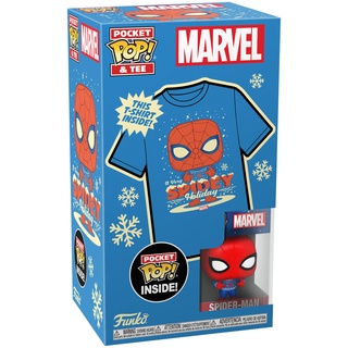 Funko Pocket POP! & Tee: Marvell-Holiday Spiderman - Spider-Man - XL - Captain America 3 - T-Shirt - Kleidung Mit Vinyl-Minifigur Zum Sammeln - Geschenkidee - Spielzeug Und Kurzärmeliges Top Männer