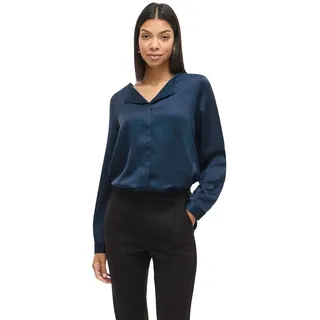 Vila Ellette V-neck Satin Langarmhemd - Navy Blazer - 44
