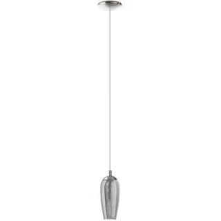 EGLO Pendelleuchte Farsala, 1 flammige Hängelampe, Hängeleuchte aus Metall, Rauchglas, Granille-Kristalle, Esstischlampe in Nickel-Matt, Schwarz-Transparent, Wohnzimmerlampe hängend, G9 Fassung