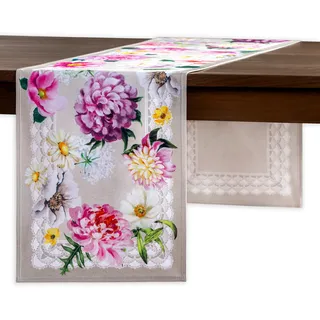 Maison d'Hermine Tischläufer, 100 % Baumwolle, einlagig, 150 cm lang, für Zuhause, Küche, Esszimmer, Party, Hochzeit, Brautparty, Frühjahr Sommer (Pivoine, 50 cm x 150 cm)