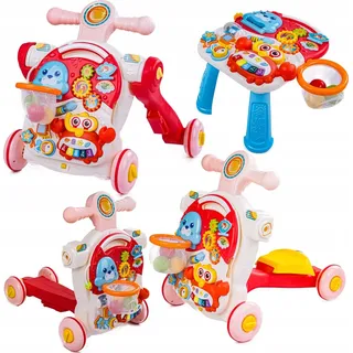 Coil Lauflernwagen 5-in-1, Lernspielzeug, Musikspielzeug, Lauflernwagen für Kinder, Lauflernwagen mit Licht und Musik, Roller, Spieltisch, höhenverstellbar, ab 12 Monaten (Rosa)