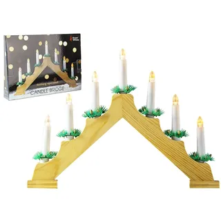 Weihnachtsdekoration Aus Holz 40cm Batterie LED 7 Licht Kerzenbrücke - Warmweiß