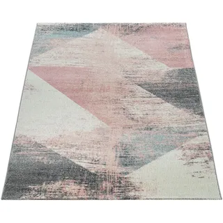 Paco Home Mero 102 Kurzflorteppich 120 x 170 cm Grau/Rosa/Weiß/Mehrfarbig
