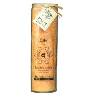 Palm Light Chakra Kerze – orange, 20cm, 100 Std. Brenndauer, in Kristalloptik, Hochwertig für Innen & Außen