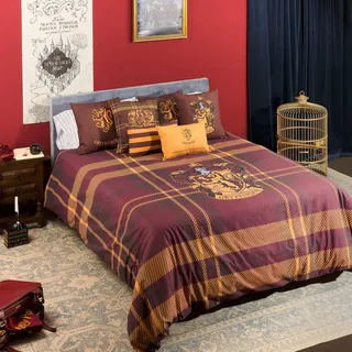 BELUM | Bettbezug Harry Potter, Bettbezug mit Knöpfen 100% Baumwolle, Modell Classic Gryffindor für 180 cm Bett (260 x 240 cm)