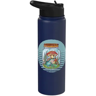 Frosch im Einmachglas. Lustiger Frosch mit Pilz Stainless Steel Insulated Water Bottle