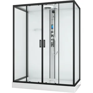 SANOTECHNIK NEW YORK Komplettdusche mit Schiebetür 90 x 215 cm schwarz matt