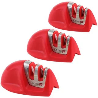 KitchenIQ 51421 Edge Grip 2-stufiger Messerschärfer, rot, 3er-Pack