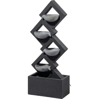 dobar® 96180e "Vesta Design Gartenbrunnen Groß 4 Schalen | LED Beleuchtung | Outdoor Wasserfall Polyresin | Wasserspiel Kunststein | Springbrunnen für Garten/Terrasse/Balkon | 41 x 21 x 100,5 cm