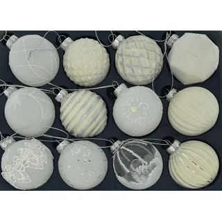 MC-Trend 12er Set edle Luxus Glas Weihnachtskugeln Ø 6cm Weihnachtsbaum Kugeln Christbaumkugeln Weihnachts-Deko Christbaum-Schmuck (Sortiment Q)