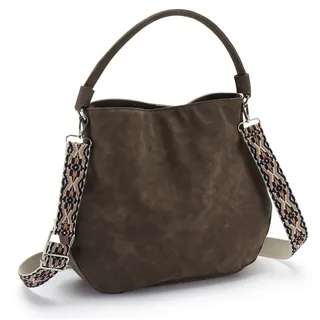 Handtasche VIVANCE "Umhängetasche", Damen, Gr. B/H/T: 32cm x 32cm x 9cm, dunkelbraun, Lederimitat, unifarben, Taschen Handtasche, Schultertasche, Henkeltasche im Western-Look, Crossbody Bag VEGAN