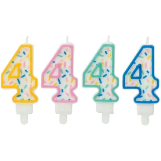 Folat 24174 Kuchen Kerze Sprinkles Ziffer/Zahl 4 Sortiert - 9 cm Geburtstagskerzen für Geburtstag, Geburtstagsdeko, für Kinder Partys, Hochzeiten, Firmenfeiern, Jubiläen