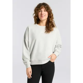 Sweatshirt BOSS ORANGE "Esweaty Premium Damenmode", Damen, Gr. L (40), silber (silber 040), Sweatware, Obermaterial: 100% Baumwolle, unifarben, hüftlang, Rundhals, Rippbündchen, Sweatshirts Sweatshirt, im Oversized Look