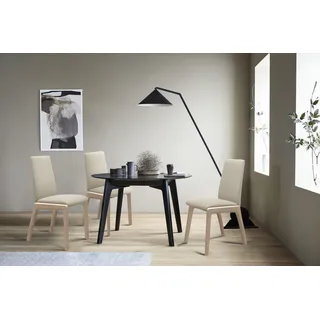 Polsterstuhl STRESSLESS "Laurel", beige (cream batick, schwarz), B:57cm H:92cm T:59cm, Leder BATICK: BATICK ist ein leicht korrigiertes, durchgefärbtes und genarbtes Möbelleder, bei dem die meisten Unebenheiten und Spuren in der Regel entfernt wurden., Stühle, Polsterstuhl, Low Back, Größe L, mit abgerundeten Beinen in Schwarz