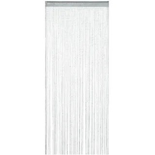 Relaxdays Fadenvorhang Glitzer, 90x245 cm, kürzbar, Tunneldurchzug, für Türen & Fenster, waschbar, Fadengardine, Silber (Packung mit 6)